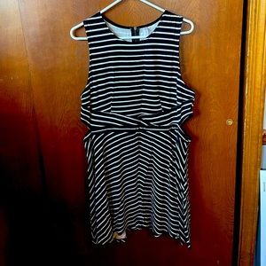 Black White Striped Cut Out Dress